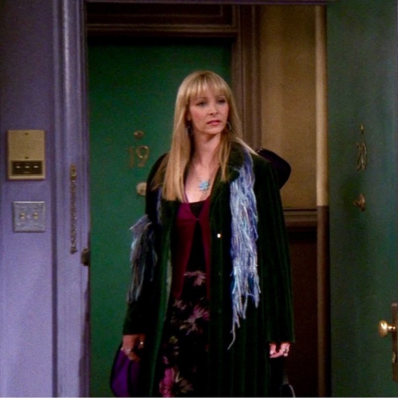Teal Green Faux Fur Coat Inspired by Phoebe Buffay from Friends - Picture 3 of 12